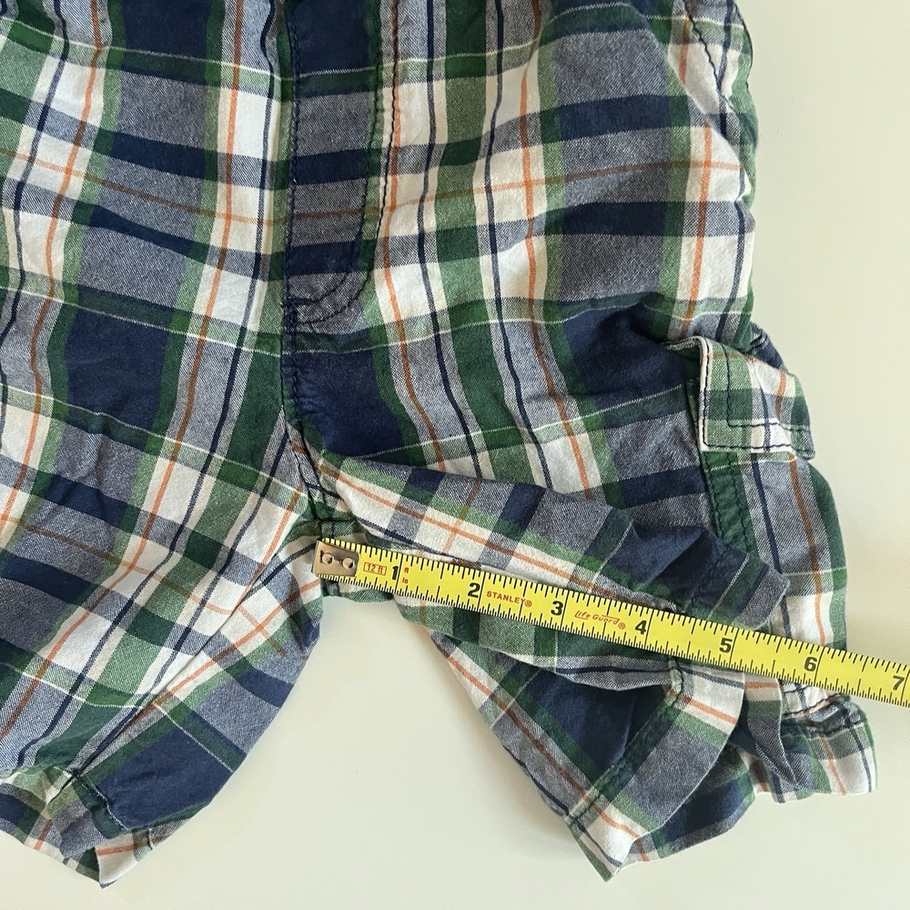 Sonoma Boy's Size 4T Cargo Shorts Plaid Green Blue Orange 100% Cotton - Picture 5 of 6